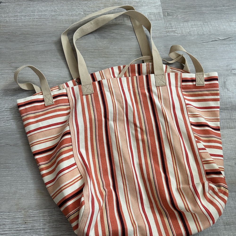 Striped Canvas Tote Bag - Multicolor